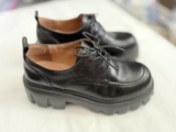 BeauToday Black Genuine Leather Platform Oxford Shoes Women’s EU 38 US 7 Chunky