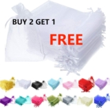 25 & 50 Organza Bags Small Wedding Party Favour Gift Candy Jewellery Pouch Large