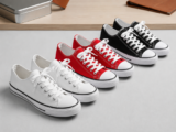 Classic Canvas Sneakers Low Top Casual Shoes Women Lace Up Tennis Flats