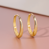 Gold Plated Medium Size Hoop Earrings Fashion Jewelry Unisex Women Men