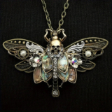 Vintage Boho Moth Skull Pendant Necklace for Women Daily Wear All Seasons Gift