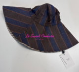 ZARA WOMAN SS26 100% LINEN STRIPED REVERSIBLE HAT blue 0653/009/400