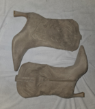 Women’s Beige Faux Suede Embroidered Pointed Toe Ankle Bootie Zip, 9