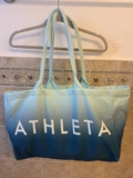 Athleta Tote Bag Blue White Ombre Dip Dye Canvas Beach Gym Shopper Travel – NEW!