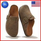 Xianglv Womens Suede Clogs Leather Mules Comfort Cork Footbed Sandals Potato