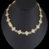 14K Gold Plated Cz Clover Flower  Choker Chain Necklace And Bracelet Set