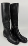 ZJA Knee High Boots Square Toe Low Heel Wide Calf Flat Boots – Size 11- Black