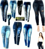 Jack david Womens Plus Size Denim Jeans Stretch Skinny Ripped Distressed
