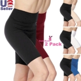 Women’s 3 inch Wide Waistband Biker Leggings Bike Shorts Yoga Fitness Sports