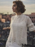 XLARGE Anthropologie White Mesh Lace Blouse w/ Camisole NWOT