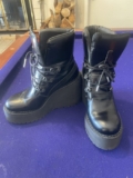 Puma Black Leather Platform Lace Up Wedge Ankle Boots Women’s 8 UK 7 EUR 41.5