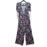 Women’s Black Floral One-Piece Swimsuit Size 14 Regular D Cup Spaghetti Strap
