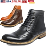 Men’s Motorcycle Leather Chukka Boots Oxford Derby Dress Wedding Shoe