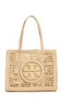 Tory Burch Women’s Ella Hand Crocheted Small Tote, Natural, Tan, One Size