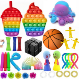 32 Pcs Fidget Toys Bundle Push Pop Bubble Sensory Set, Autism ADHD OCD Kid Adult