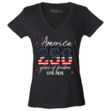 America 250 Years of Freedom 1776-2026 Women’s V-Neck Shirt American Flag Tee