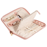 TRIXES Travel Jewellery Wallet – Zipped Pink Leather Look Jewellery Purse Holder