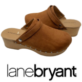 Lane Bryant Women’s Sz 10 Brown Faux Suede Clogs Mules Convertible Studded