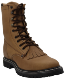 Men Genuine Leather Lacer 8 Rubber Sole Round Toe Tobacco Work Boots Handcrafted