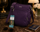 Travelon Anti-Theft Crossbody Bag Purple RFID Locking Travel Purse NWT 43310