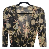 Olive Tree Black Paisley Floral Sheer Long Sleeve V-Neck Romper Playsuit Boho