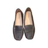 LL Bean Brown Leather Loafers Womens Size 7M Driving Mocassins with Vibram Sole