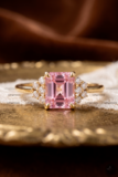 Pink padparadscha  Ring, Brass Gold Alloy , Birthday Gift Her, Women Ring