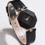 Duoduo Explosions Women’s Watch Prismatic Diamond Mirror Simple Fashion-Black