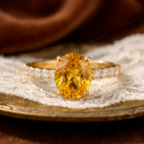 Yellow Citrine Ring, Brass Gold Alloy , Birthday Gift Her, Women Ring