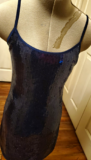 Glamgirl Blue Sequin Satin Chemise Nightgown Sleeveless Scoop Neck Size S