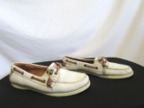 HUNTER Willemberg White and Tan Leather Boat Deck Shoes Women Size 8.5
