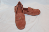 COACH SCULPT C LOGO SLIP ON DRIVER SUEDE LOAFER MOCASSINS CLAY SZ 8 NEW