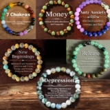 Natural Stone Symbolic Beaded Bracelet Women Men Anxiety Relief Protection Money