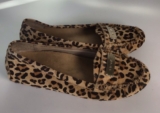 Vionic Orthaheel Sydney Driver Loafers Calf Hair Leopard  Flats Womens Sz. 7 M