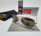 Ray-Ban RB3025 Aviator Pilot Sunglasses Gradient Brown Lens Gold Frame 58mm