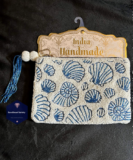 New Release India Handmade Blue Shell Seashell Beaded Zipper Travel Pouch Wallet