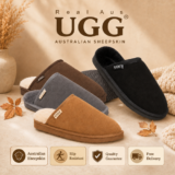 UGG Real Aus 100% Australian Sheepskin Wool Mens Slippers ChocolateChestnutStone