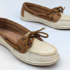 Lands’ End Women’s Beige Suede Mocassin Driving Loafer Shoe Size 8B
