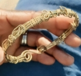 Ancient Ethnic Gold Brass hand-made Swirling Bracelet