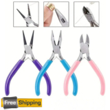Jewellery Making Pliers Set Needle Round Nose Wire Cutter Beading DIY Craft Tool