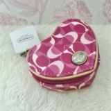 Extremely RARE Vintage Coach Heart Zip-Around Travel Jewelry Case Mirror Pink