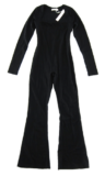 NWT Qinsen Black Stretch Long sleeve Flare Leg Playsuit Romper Jumpsuit Women M