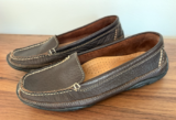 LL Bean Brown Leather Loafers Women Size 6.5 M Driving Mocassins Vibram Soles