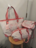 Juicy In Bloom Pink Powder Blush Tote With Matching  Satchel And Cross body Set