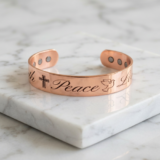 Faith Peace Love Solid Pure Copper Magnetic Bracelet Arthritis Pain Therapy Cuff
