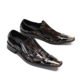 Men’s Metal Pointed Toe Floral Party Dress Nightclub Oxfords Slip On Rivet Shoes
