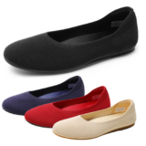 Women Knit Ballet Flats Foldable Comfortable Slip On Work Office Flat Shoes