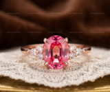 Pink padparadscha  Ring, Brass Gold Alloy , Birthday Gift Her, Women Ring