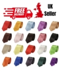 Men’s Tie Plain Ties Satin Solid Color Slim Skinny Smart Party Wedding Thin Neck
