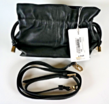 NEW With Tags Ted Baker Black Gathered Leather Slouchy Mini Cross Body Bag